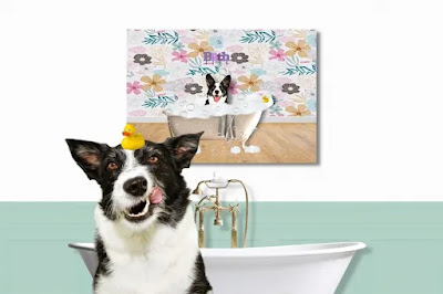 Lovely bath with your pet taking a nice bath in the bathtub.