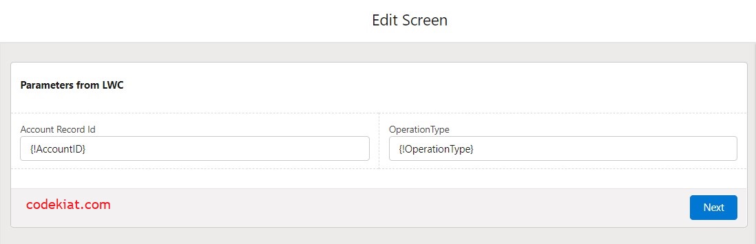 Screen element in the lightning flow