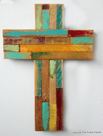 reclaimed wood, rustic cross, lathe, Easter decor, http://bec4-beyondthepicketfence.blogspot.com/2016/02/reclaimed-wood-crosses.html