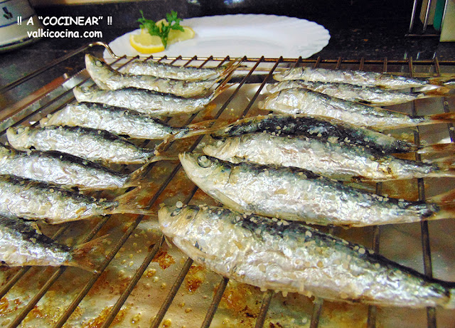 Sardinas al horno en parrilla