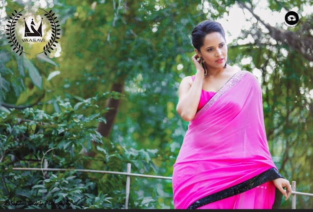 Anchor Anasuya Sexy Pink Saree Wallpaper