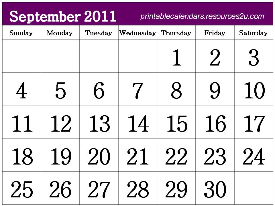free calendars. Free Calendar 2011 September