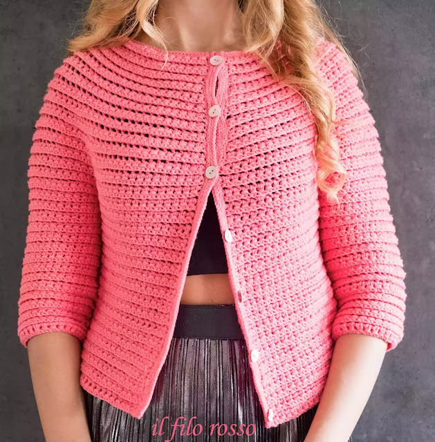 TEJE UN HERMOSO TUTORIAL  De Chaqueta Pompelmo Rosa a Crochet