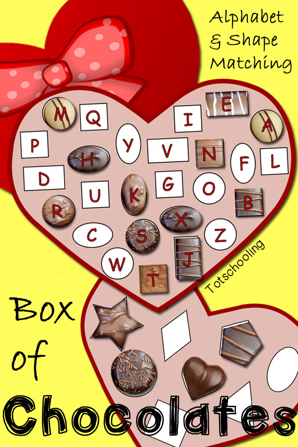 Box Of Chocolates Alphabet Shape Matching Totschooling Toddler Preschool Kindergarten Educational Printables