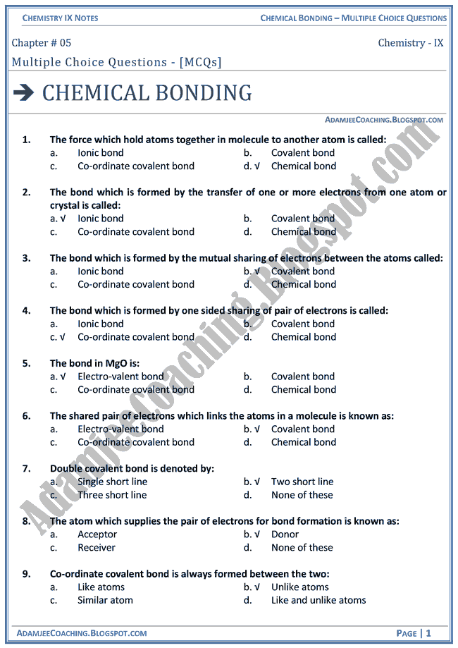 chemical-bonding-mcqs-chemistry-ix