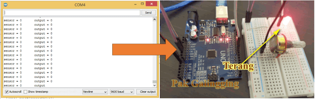 Project Arduino AnalogInput Potensiometer mengatur kecepatan BLINK
