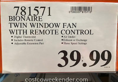 Deal for the Bionaire Digital Twin Window Fan at Costco