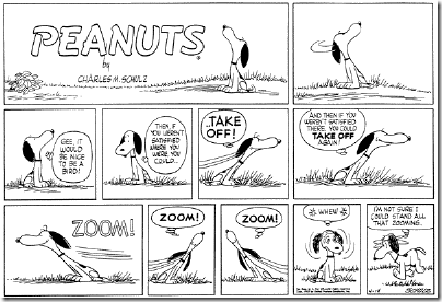 Peanuts 1957-04-14 - Snoopy as a bird