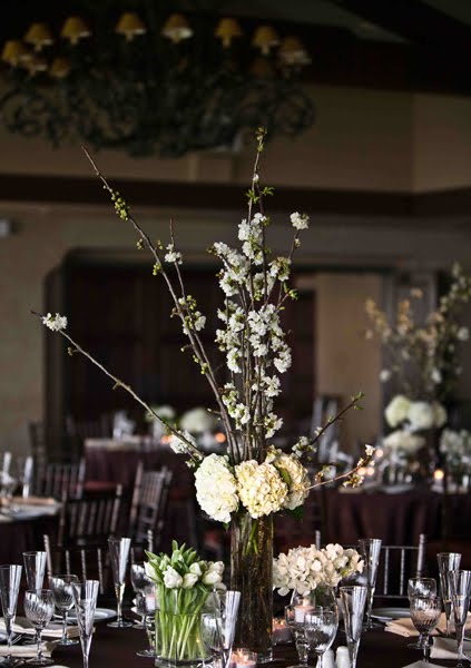 white cherry blossom wedding centerpiece ideas