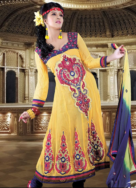 Yellow Churidar Suits www.fashion-beautyzone@blogspot.com