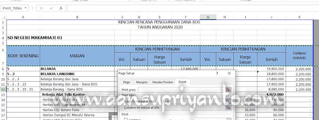 Rows to Repeat at Top, Manfaatkan untuk Membuat Header yang Sama Setiap Page