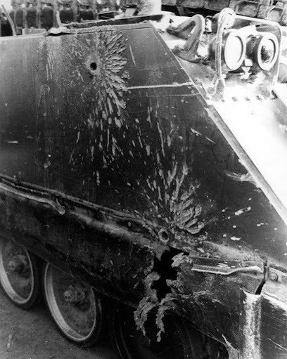 HEAT impacts on a M-113 APC