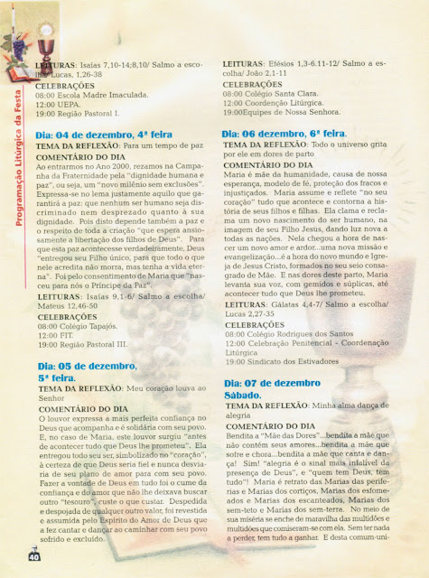 PROGRAMA DA FESTA DE NOSSA SENHORA DA CONCEIÇÃO – 2002 – Santarém – Pará - Brasil