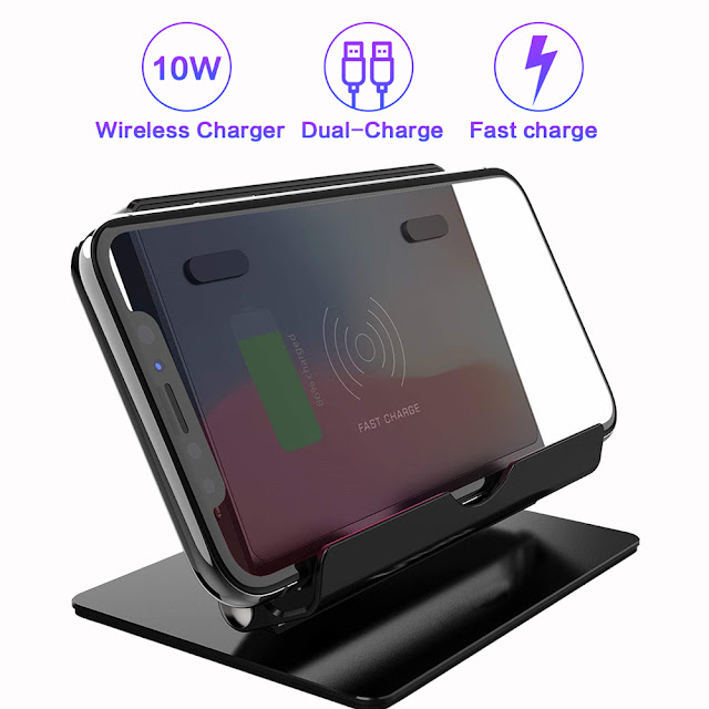 10W Fast Wireless Dual Charger Pad For iPhone X Pocophone f1 Oneplus 6T Huawei P20 Xiaomi mi8 S9 Note9