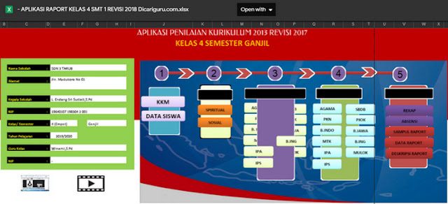 Aplikasi Raport kelas 4 Semester 1 Kurikulum 2013 Revisi Terbaru