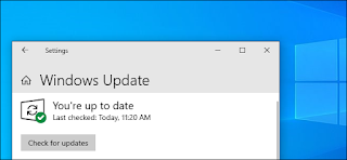 زر البحث عن تحديثات لـ Windows Update في Windows 10's May 2019 Update