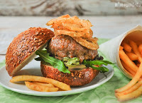  Hamburguesa extra con cebolla a la cerveza