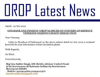 Demands of Defence Ex-servicemen on OROP requiring immediate action