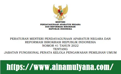 Permenpan RB Nomor 41 Tahun 2022 Tentang Jabatan Fungsional Penata Kelola Pengawasan Pemilu  - www.ainamulyana.com