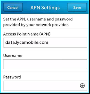 New LycaMobile apn settings blackberry