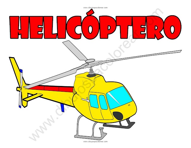 Helicóptero dibujo a color y para colorear