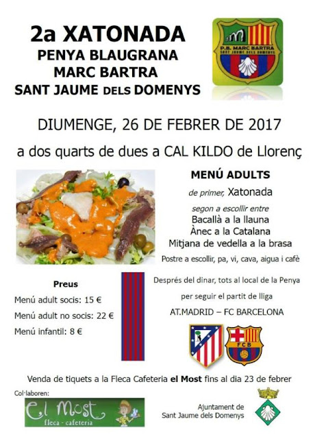 2a Xatonada amb la Penya Blaugrana Marc Bartra a Sant Jaume dels Domenys diumenge 28 de febrer de 2017