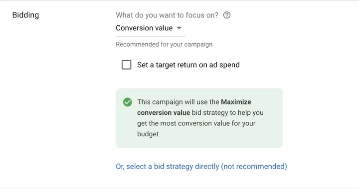 google ads bidding conversion value