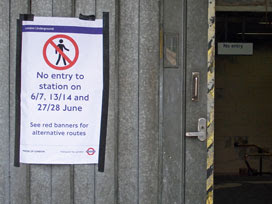 sign outside Mile End station