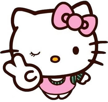Peace Coloring on Hello Kitty Making The Peace Sign While Winking