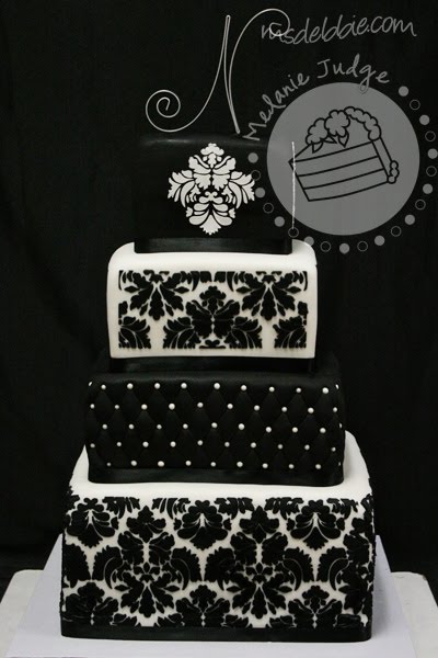 Black White Damask Wedding PhDserts Cakes