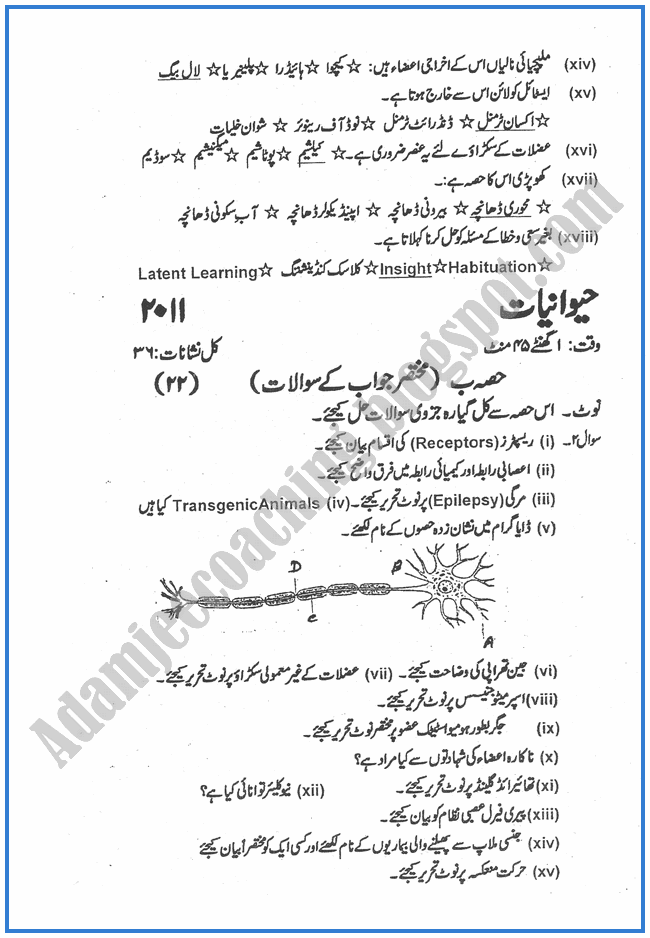 Botany-urdu-2011-past-year-paper-class-XII