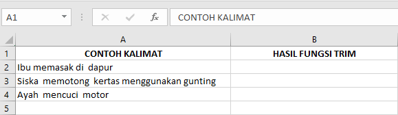 Rumus Fungsi “TRIM” pada Microsoft Excel dan Contohnya