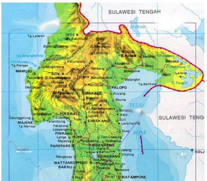 PETA DIGITAL Peta Provinsi Sulawesi Selatan  Barat dan Tengah 