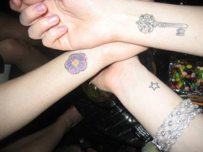 flower tattoos on wrist for girls. Flower, key and star wrist