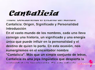 significado del nombre Cantalicia