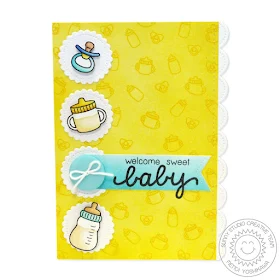 Sunny Studio Stamps: Baby Bear Bottle, Pacifier & Sippy Cup Card by Mendi Yoshikawa