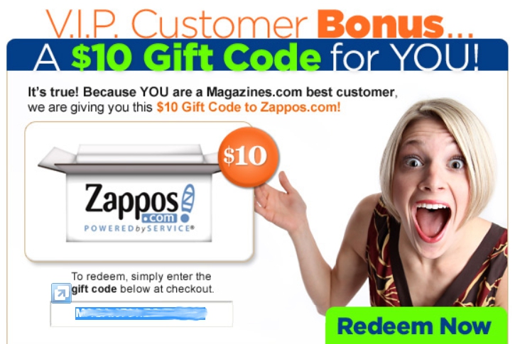 Magazines VIP Customer = Zappos 10 Gift Code