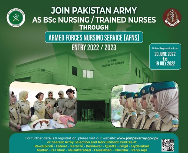 Pak Army Jobs for Females in AFNS Entry 2022-2023