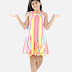 Muti colored stripped  crepe A- Line Dress