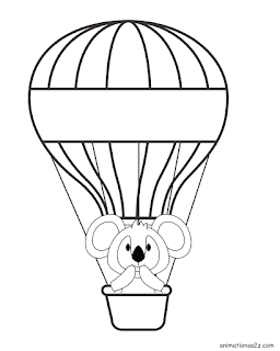 Koala hot air balloon coloring page