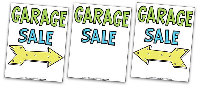 Garage Sale Flyers with Marquee Arrow