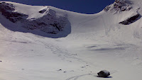 Our tracks on the Glacier de Grand Col