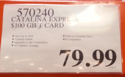 Catalina Express $100 gift card for $80