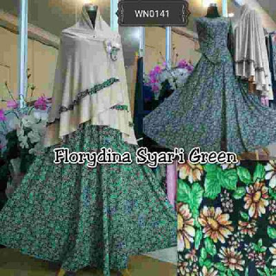 Busana Gamis : Florydina Gamis Syar' i Green 