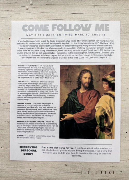 Come Follow Me printed out May 8.