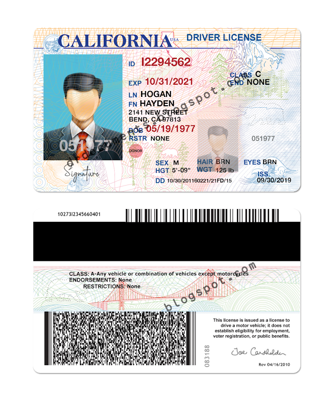 California Drivers License Psd Template 