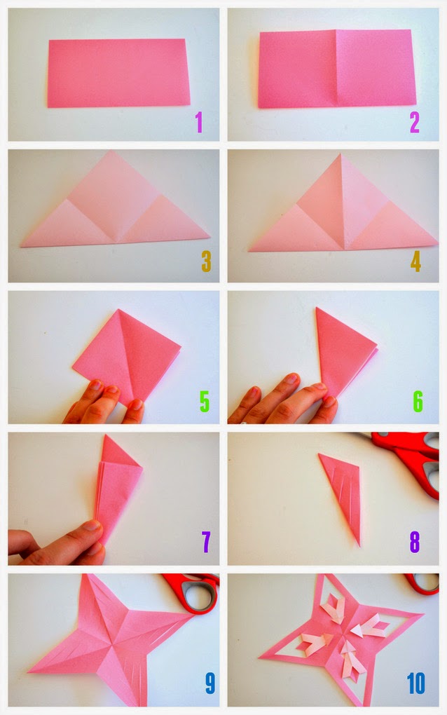 How to Fold and Cut Origami Stars Pink Stripey Socks