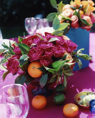 Loving the pink orange from this Mexican Indian themed wedding