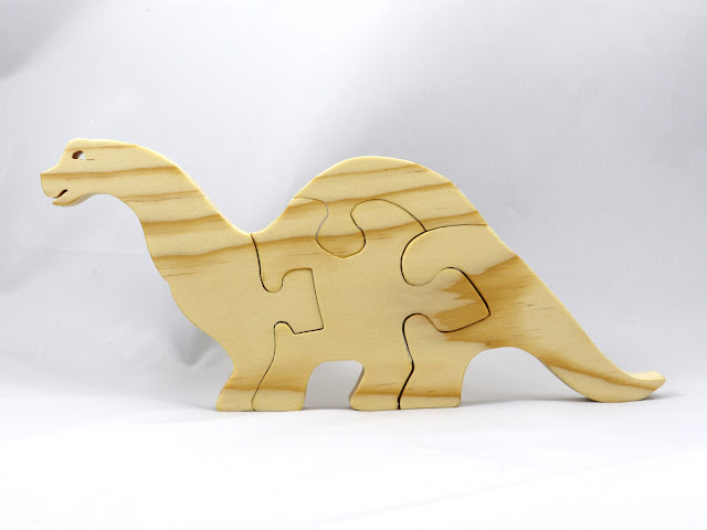 Wood Toy Dinosaur Four Piece Puzzle for Small Children
