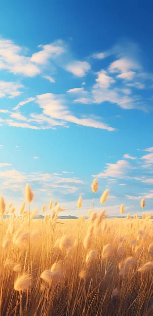 Golden Wheat Field And Blue Sky Wallpaper, Hd Wallpapers, Phone Backgrounds, iPhone Wallpapers